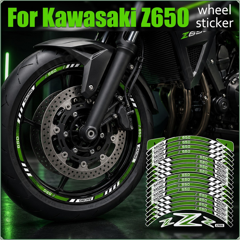 Para Kawasaki Z650 Conjunto De Adesivos Refletivos Aro De Roda-Decalques Rodas De Motocicleta Resistentes A UV À Prova D