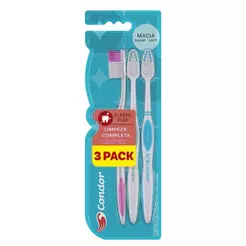 Escova Dental Condor Classic Flex Macia - Embalagem com 3 Escovas