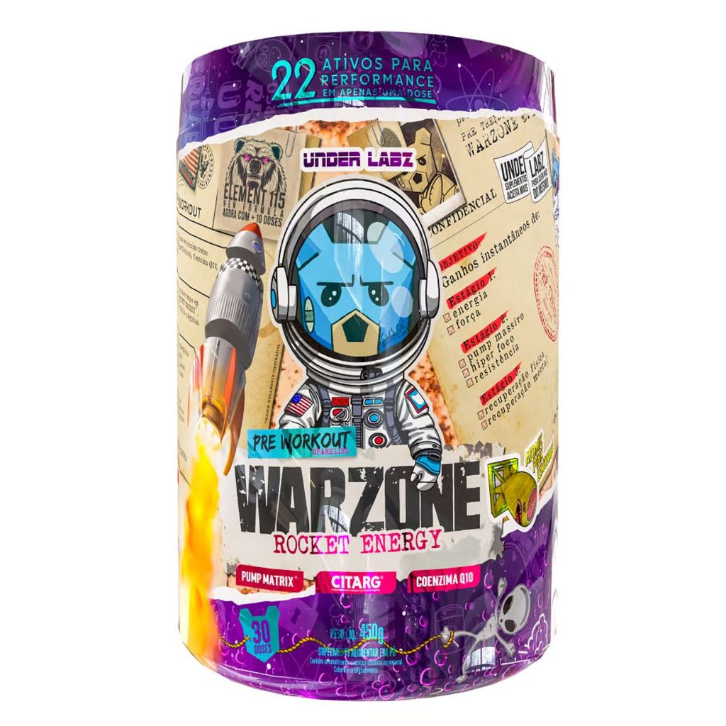 Warzone Rocket Energy Under Labz Pré-Treino com Cafeína 450g