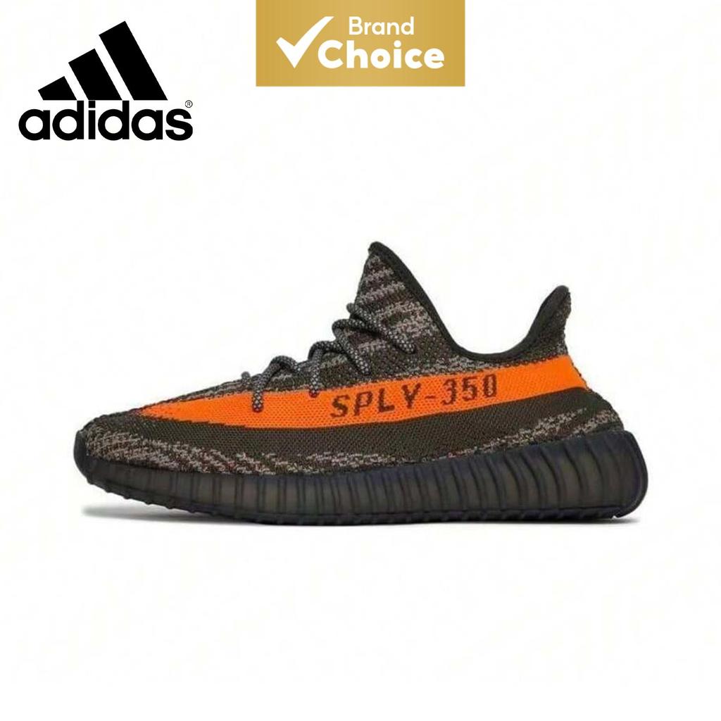 Adidas Originals Yeezy Boost 350 V2 Tênis Feminino Cano Baixo Confortável Versátil Casual Cinza Laranja