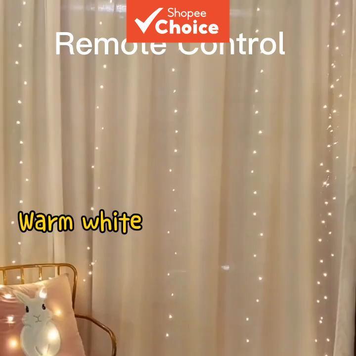 Cortina de luz de cortina, lâmpada de conto de fadas, luz pendente para quarto, controle remoto, alimentação USB, luz de