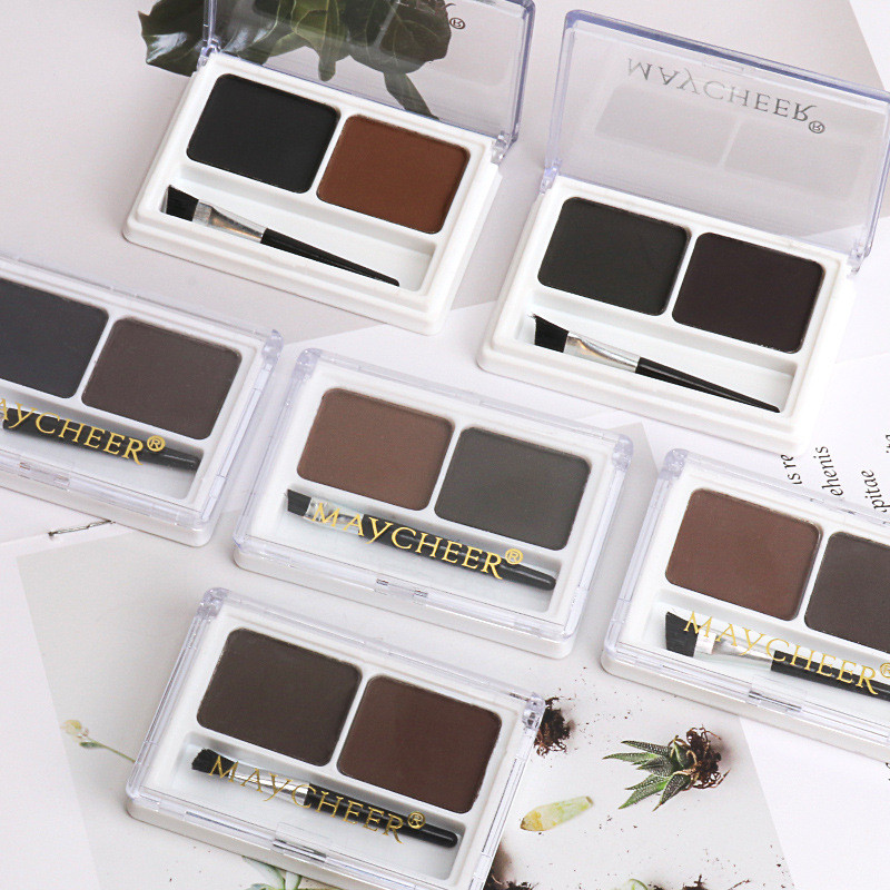 Pó para Sobrancelhas MAYCHEER de Duas Cores, Natural, Tridimensional, À Prova d'Água, Resistente ao Suor, Longa Duração,