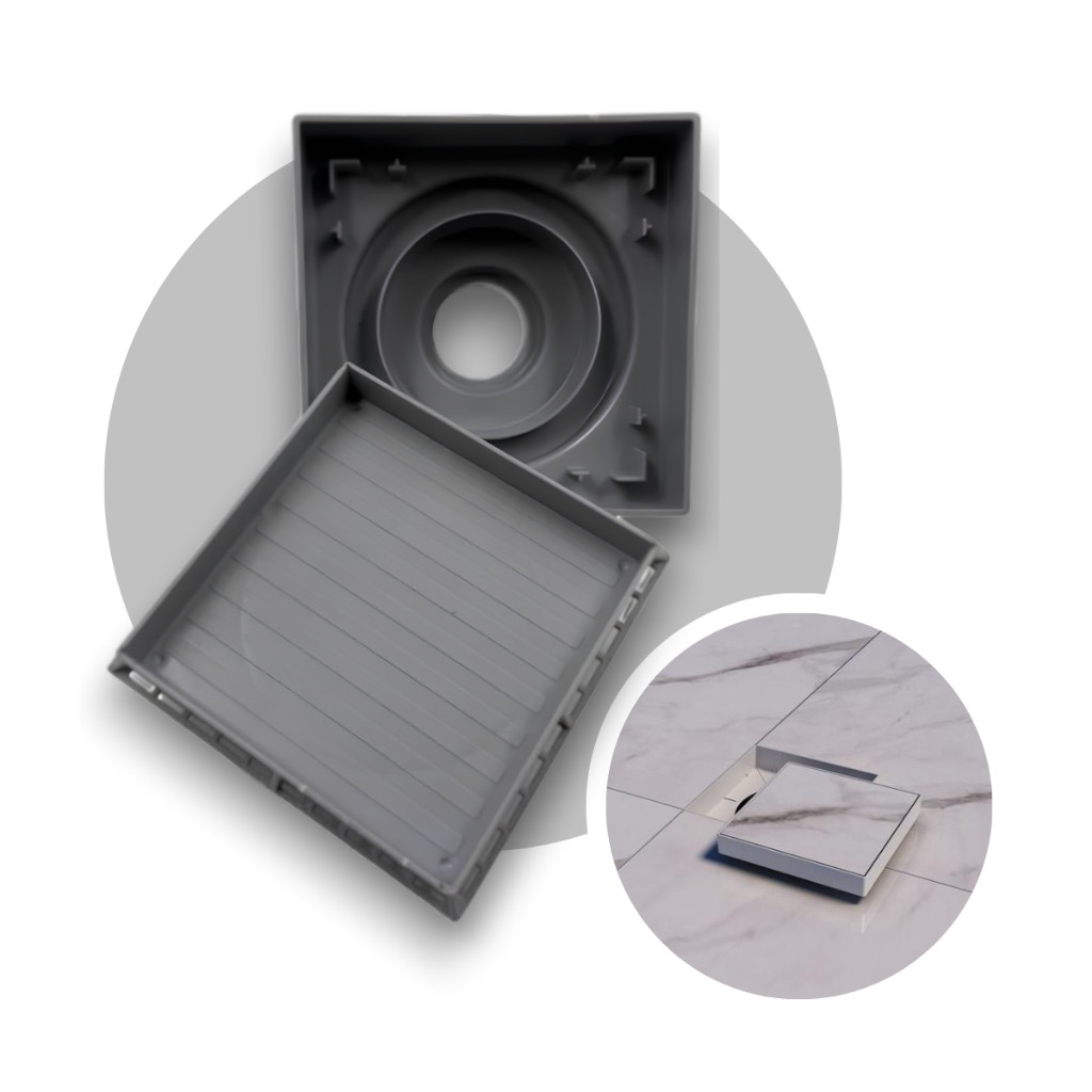 Ralo Oculto Invisível 15x15  Para Piso Porcelanato Banheiro Sacada Sifonado Anti Odor Inteligente