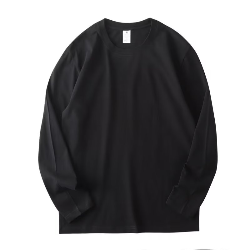 Diário cor sólida manga comprida camiseta masculina feminina de alta qualidade primavera outono Street wear simples solt
