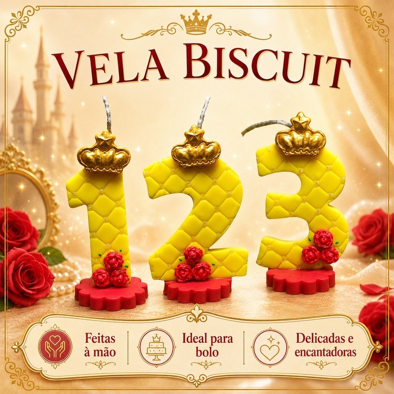 Vela Aniversário Princesa Bela e a Fera Biscuit Topo Bolo Princesa Disney