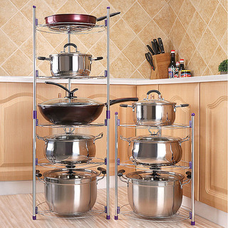 Rack de panela rack de cozinha de aço inoxidável Multi-camada bancada rack compartimento de chão pote armazenamento triâ