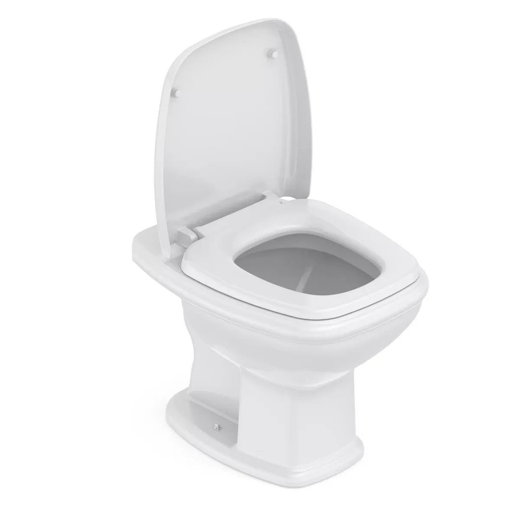 Vaso Sanitário Convencional com Assento Queda Amortecida Fit Plus Celite Cinza Prata Brilhante