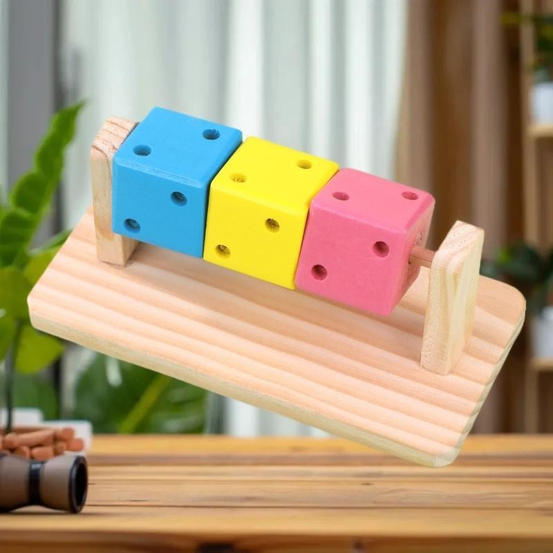 [baipestonop] Divertido Cubo Hamster Brinquedos De Madeira Maciça Dentes Moagem Suprimentos Urso Dourado Chinchila Cobai