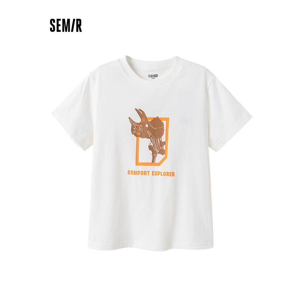 Senma crianças camiseta de manga curta 2025 verão novo estilo ao ar livre dinossauro impressão topo meninos em torno do 