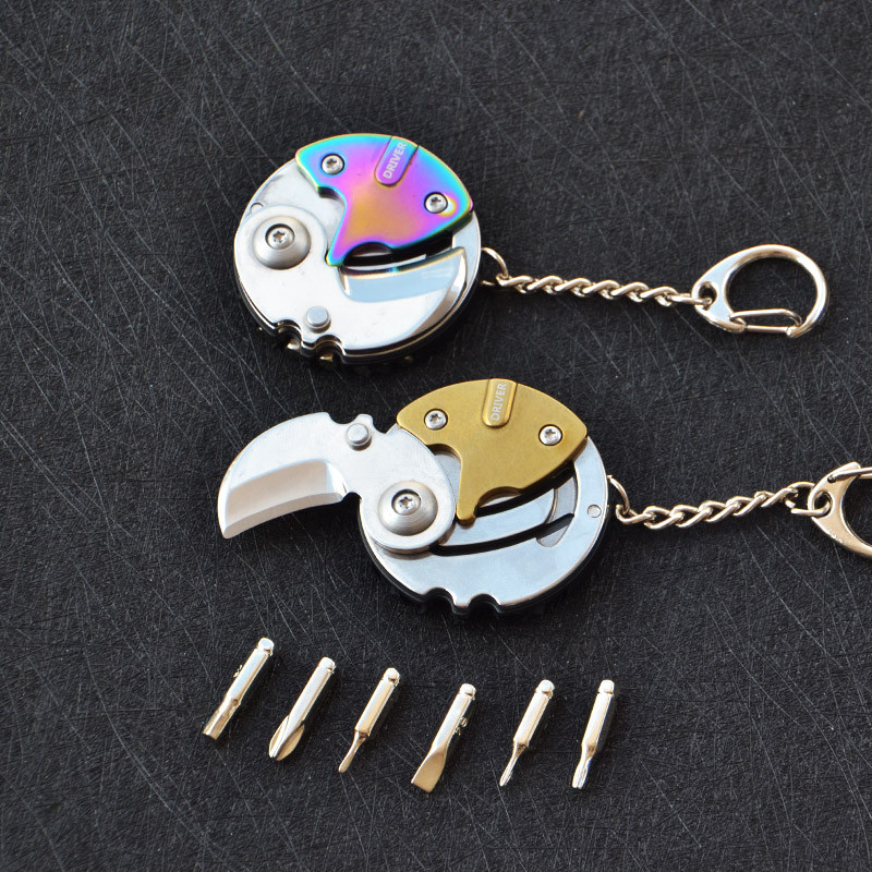 Ao ar livre EDC multi-Purpose moeda faca multi-função versão atualizada ferramenta de combinação faca Mini chave pendura