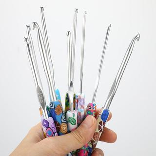 Lã crochê artesanal cerâmica macia alça macia crochê conjunto completo diy ferramenta de tricô Mini afegão Alumina croch