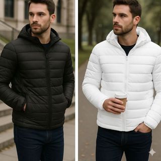 Jaqueta Puffer Bobojaco Impermeável Corta Vento Frio Inverno com Capuz Removível