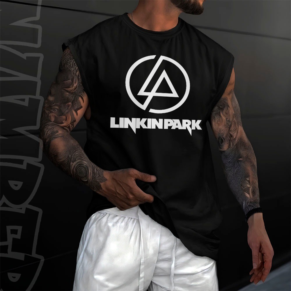 Camiseta regata machao oversized mascuilno de treino banda linkin park rock tour em algodao unissex
