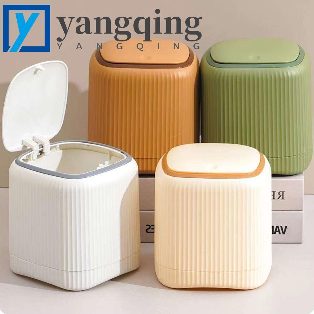 Lixeira De Mesa YANGQING , Cesto De Lixo De Plástico Antiderrapante Tipo Prensa , Tampa Pop-up , Pés Elevados , Papel