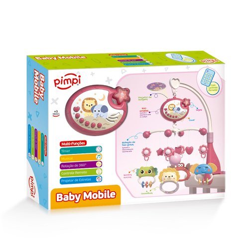 Mobile Musical Berço Controle Remoto Projetor Estrelas Rotação 360 Luz Suave Acalmar Bebê