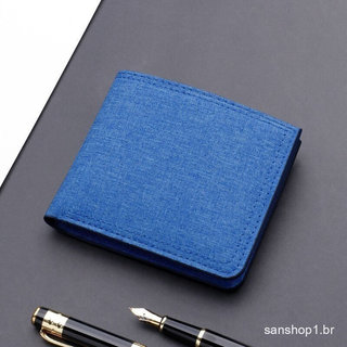 Carteira Homens Preta/Azul/Cinza Masculina Curta De Lona Parafuso/Zipper