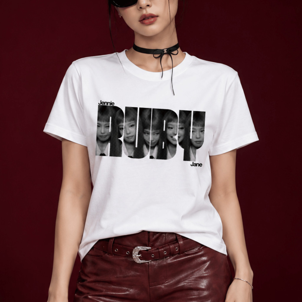 Camiseta Jennie Ruby Kpop Girl Group Y2k Clean Girl Fashion Idol Coreana Pop Aesthetic Algodão 100%