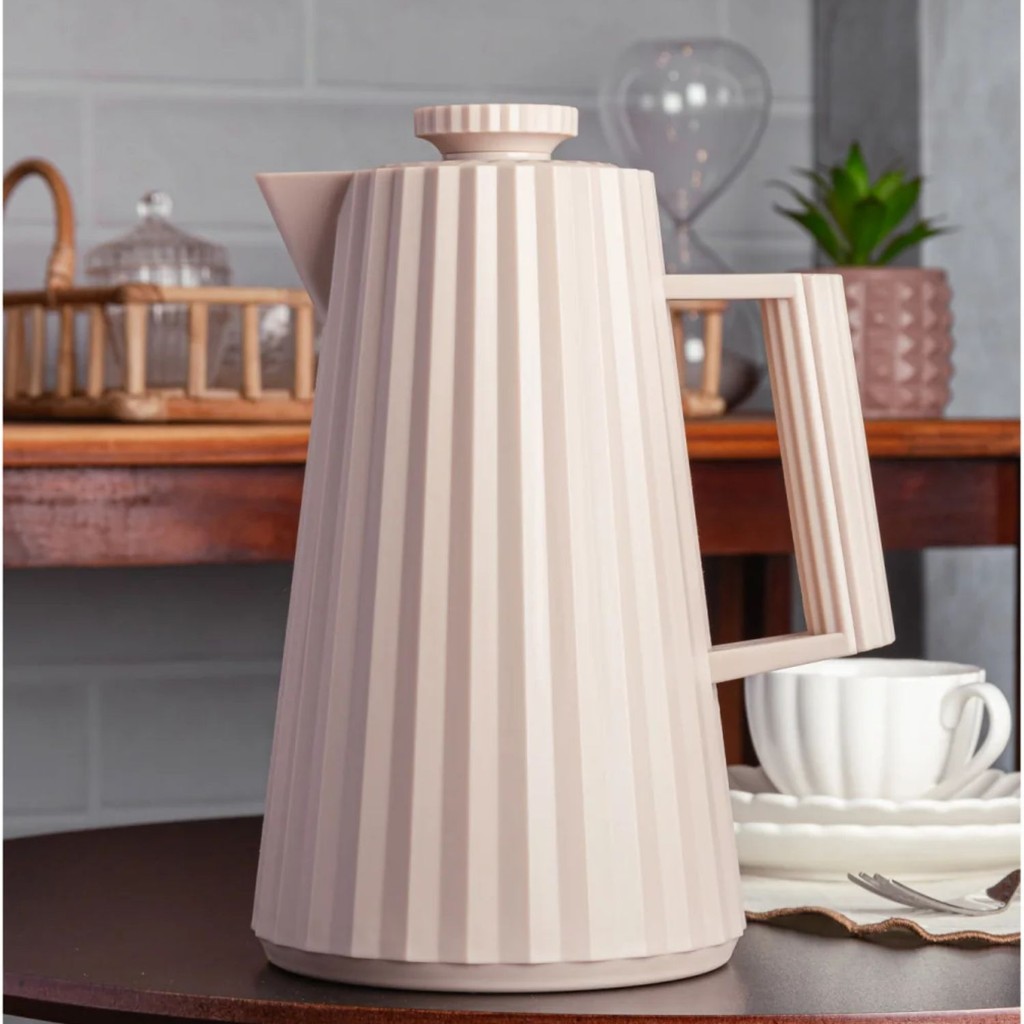 Garrafa Térmica com Ampola de Vidro 1 litro Bege Plissé Wolff