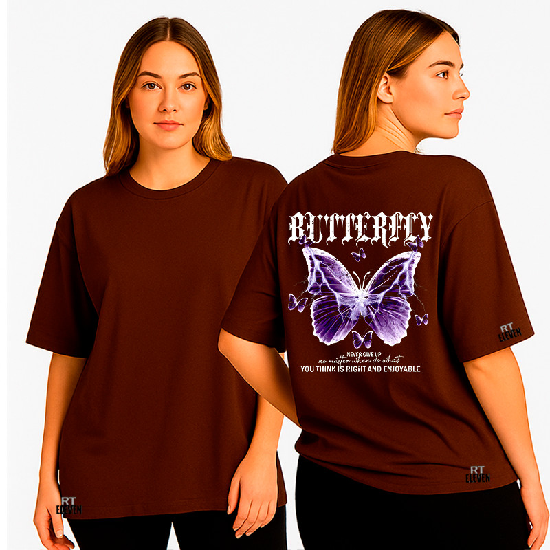 Camiseta Feminina oversized Feminina Borboleta Moda Fitness Treino academia exercícios Malha 100% Algodão Premium