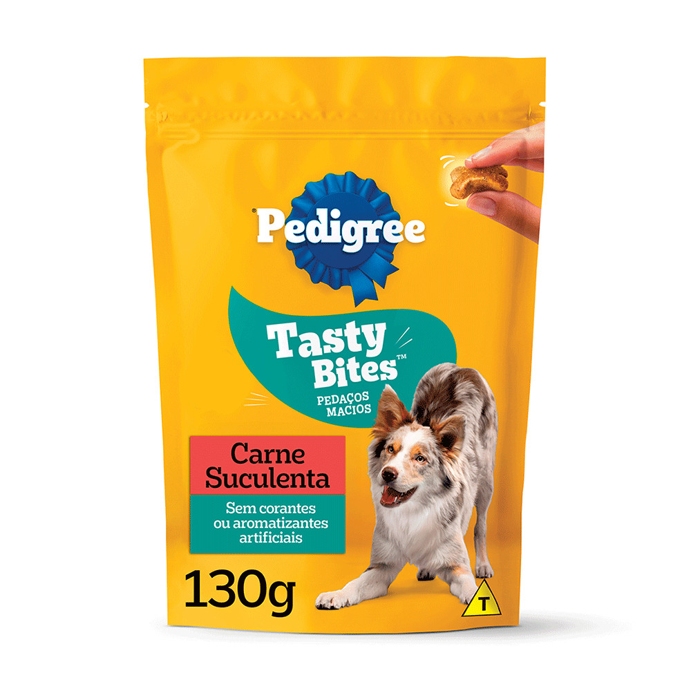 Petisco Pedigree Tasty Bites Para Cães Adultos Carne Suculenta 130g