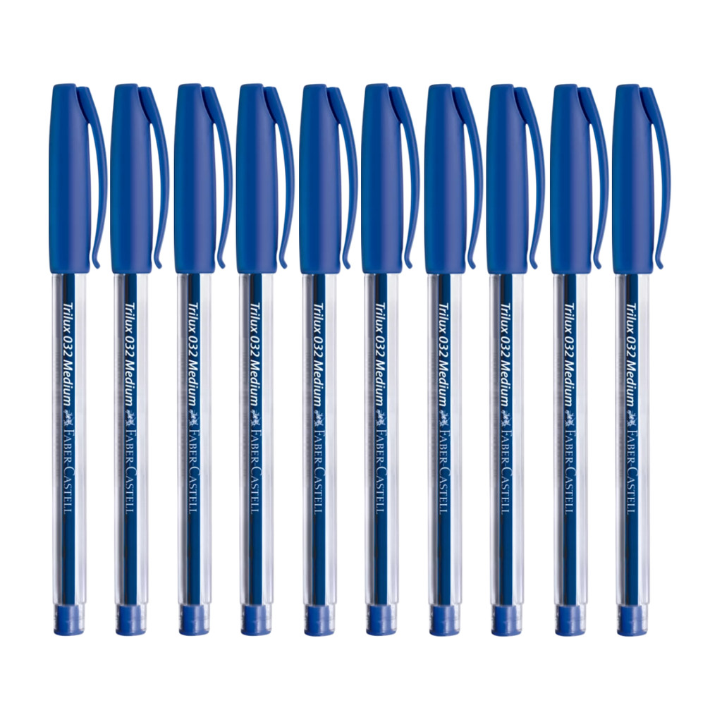 Caneta esferográfica Trilux Faber-Castell 1.0mm azul kit 10 unidades