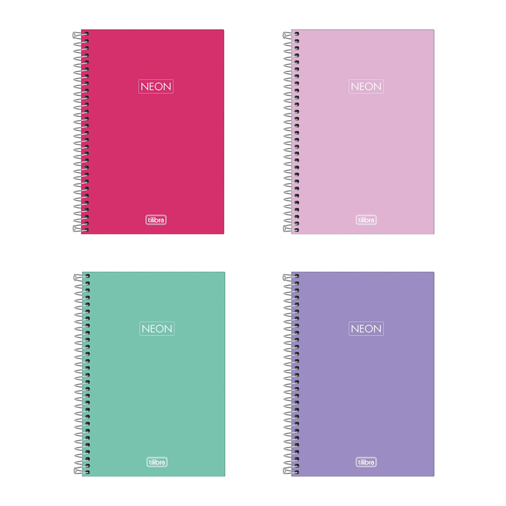 Caderno capa plástica 1/4 80 folhas Neon Cores Feminino Tilibra em Oferta na Shopee