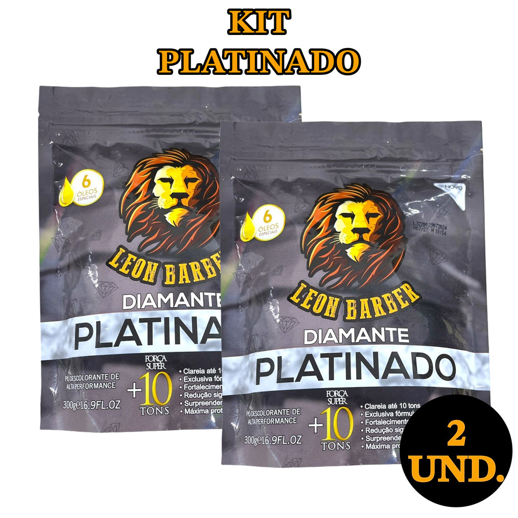 kit 2 und Pó Descolorante PLATINADO 300G - LEON BARBER