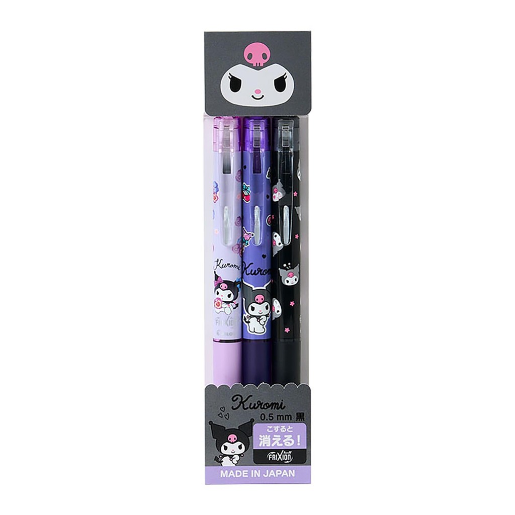 Sanrio FriXion Ball Knock (conjunto de 3), policarbonato, diâmetro da esfera de 0,5 mm, preto, tipo Knock [Enviado dire