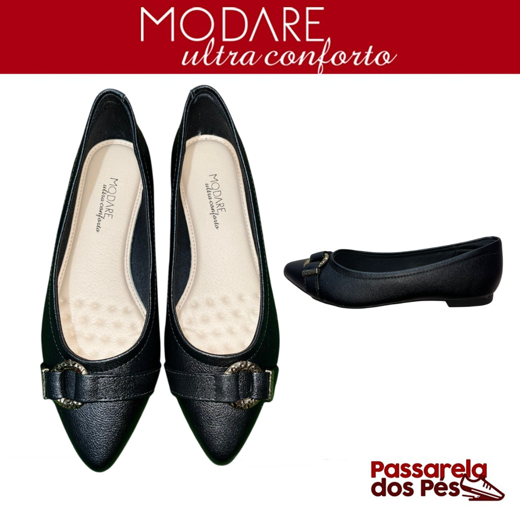 Sapato Feminino Modare Ultraconforto Sapatilha Bico Fino Detail Fivela Ref:7334.251