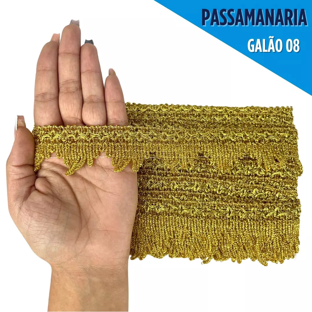 Fita Passamanaria Galao-08 - Tam: 40mm - Rolo C/20 Mts COR:OURO em Oferta na Shopee
