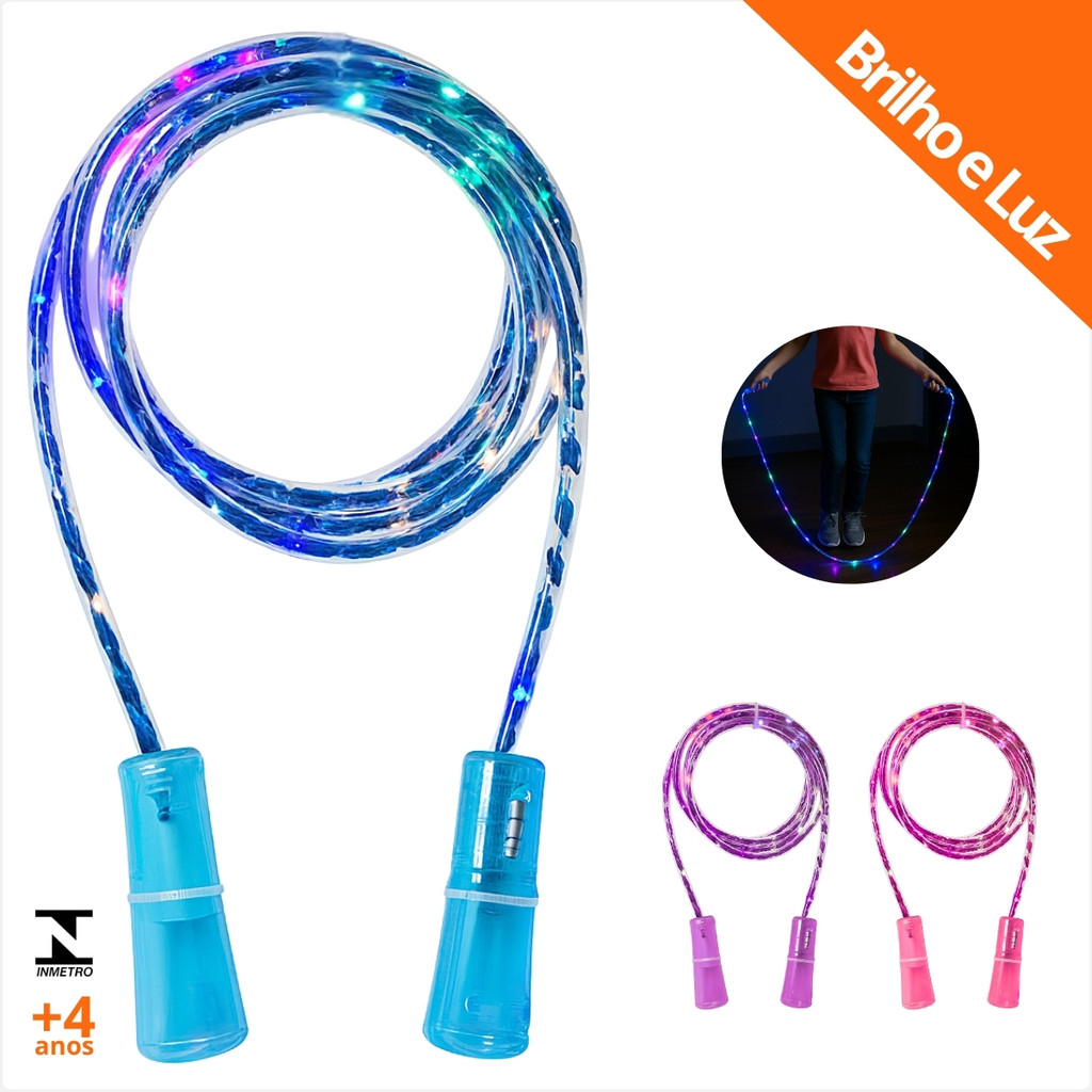 Brinquedo Pula Corda Colorido Luz E Brilho Para Crianca