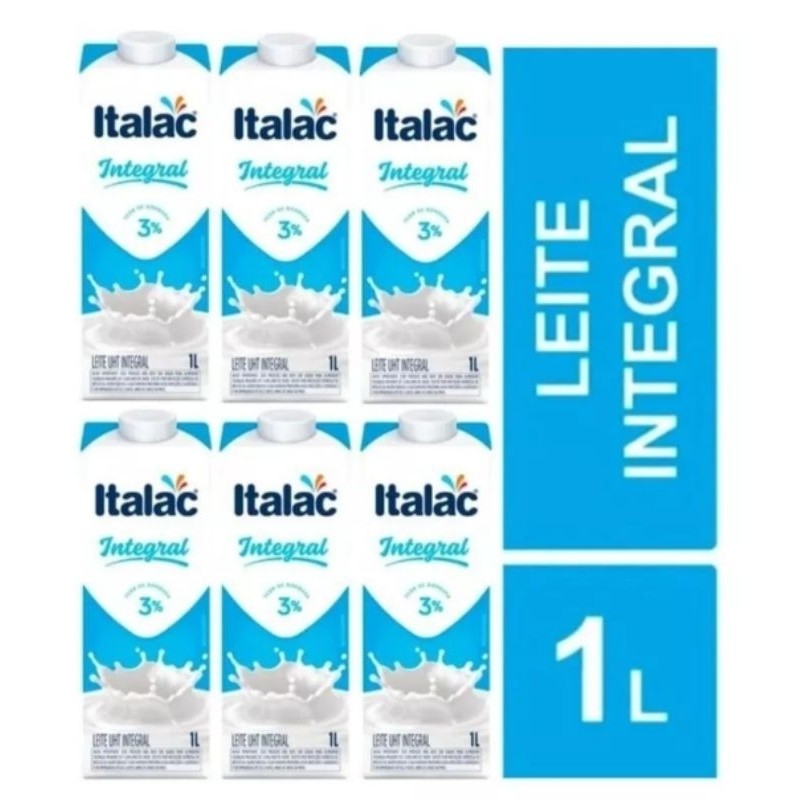 Kit C/6 Leite Longa Vida Integral Italac 1 Litro
