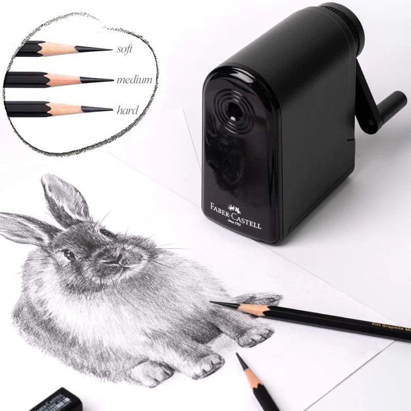 Faber-Castell Sketch Charcoal Art Painting Apontador De Lápis Especial Com Manivela Manual Para Estudantes De Arte De Es