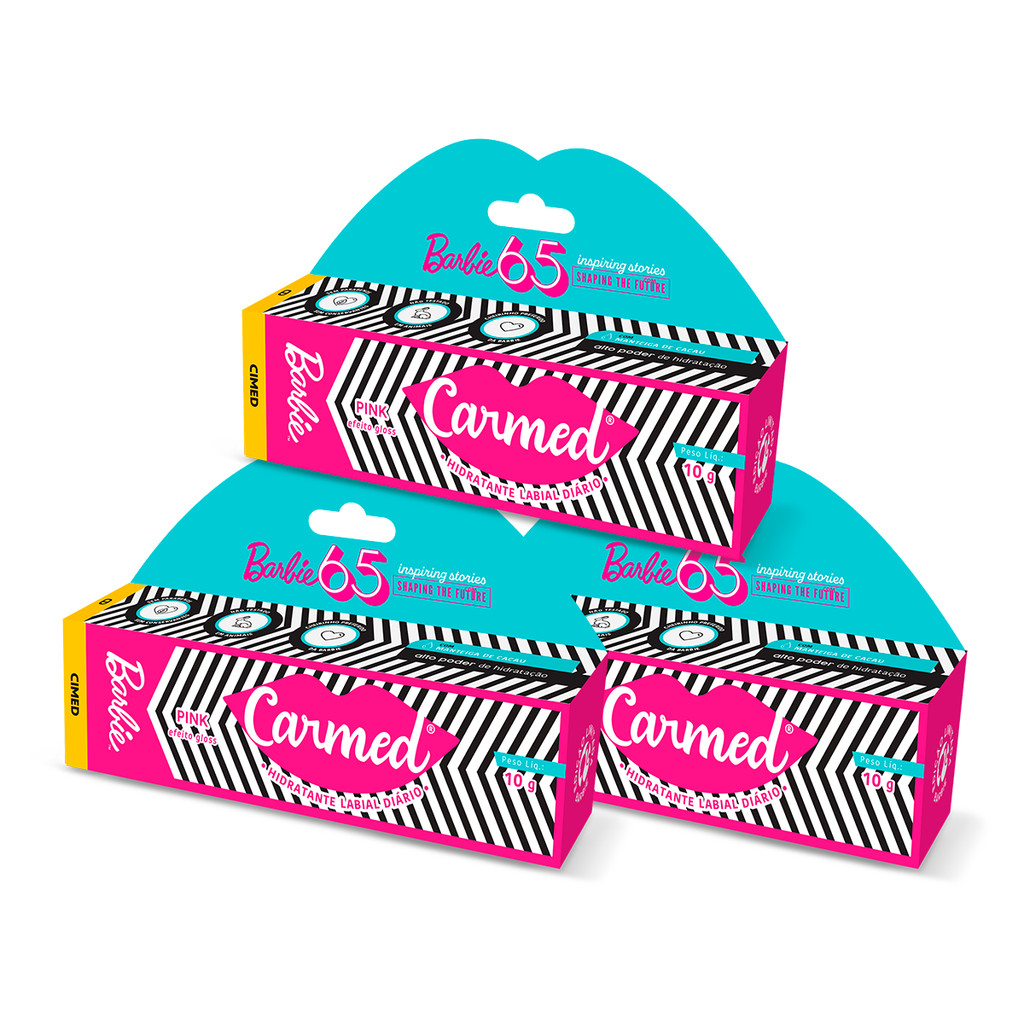 Kit 3 Unidades Hidratante Labial Carmed Barbie Barbie Pink Efeito Gloss10g em Oferta na Shopee
