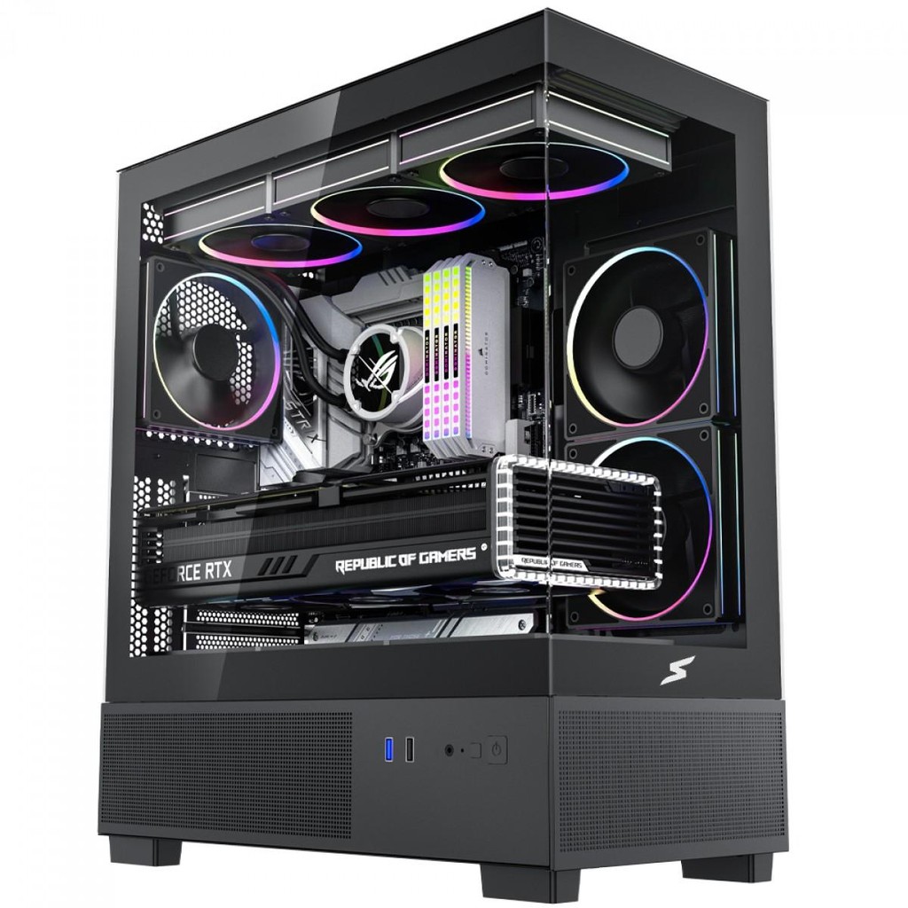 Gabinete Gamer SuperFrame Nebula, Mid Tower, Vidro Temperado, E-ATX, Com 3 Fans ARGB, Preto em Oferta na Shopee