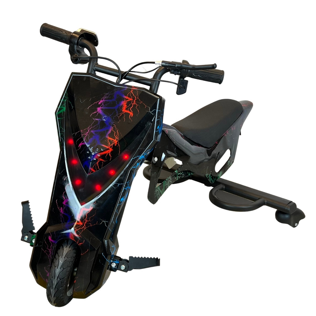 Imagem Drift Moto Eletrica Preta Buzina Musica Bluetooth 3 Velocidades 250W 36V  - 	BW387Pt