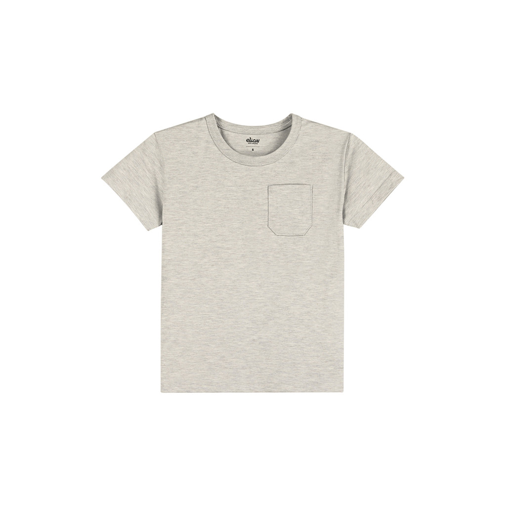 Camiseta Meia Malha com Bolso Elian Cinza