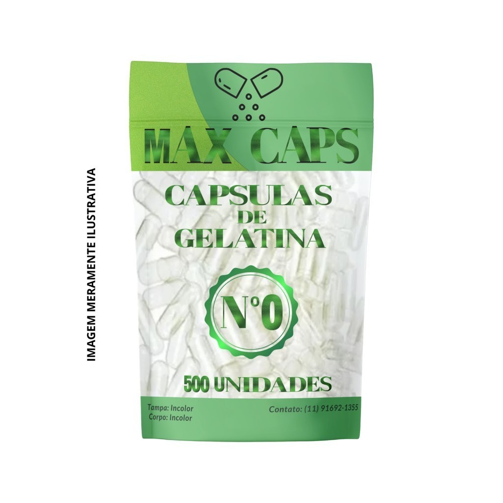 100 Cápsulas Vazias de Gelatina Incolor Nº 0 – 500mg Max Caps
