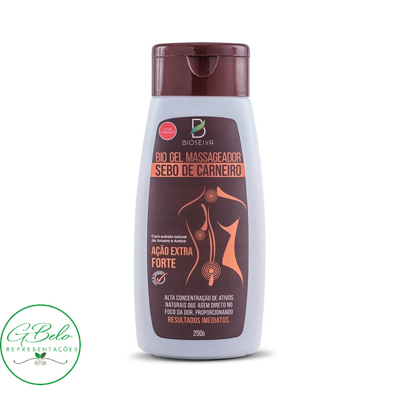 Gel de Massagem Sebo de carneiro com Extrato de Aroeira Bio Seiva 200g - Ação Extra Forte