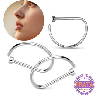Piercing Nariz D-ring Prata 925 Nostril Argola Septo Joia Cravejado Septril Rook Conch em Oferta na Shopee