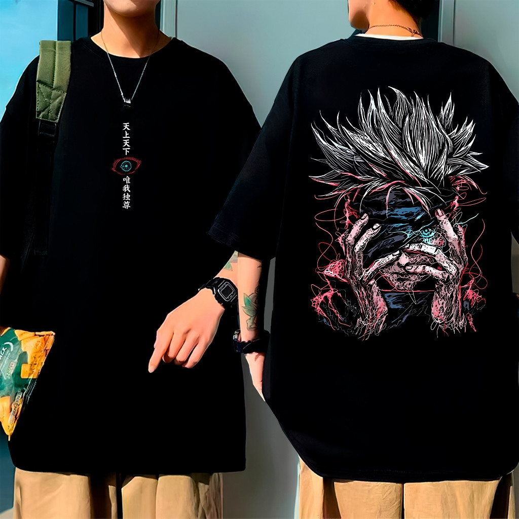 [Camiseta Premium em Algodão Puro]GXG Camiseta Oversized Gojo Anime Mangá Jujutsu Feiticeiro Unissex 100% Algodão em Oferta na Shopee