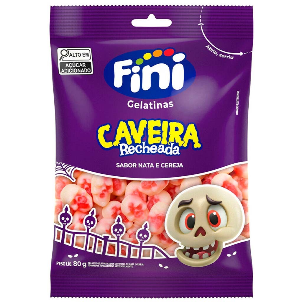 Bala de Gelatina Caveira Recheada 250g - Fini