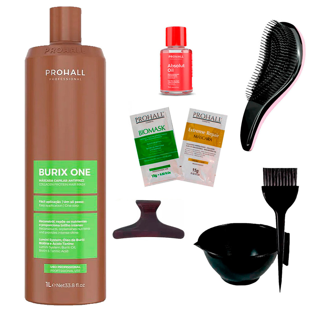 Progressiva Burix One Prohall 1 Litro +Cumbuca/Escova/Sachê/Presilha/Óleo