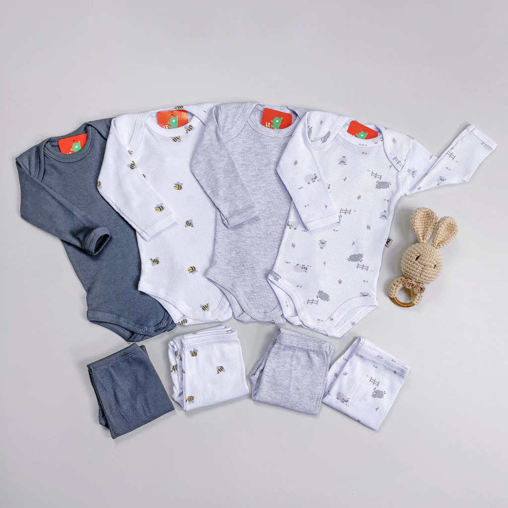 Kit Conjunto Canelado Enxoval Bebê 8 Peças Body e Calça Sortido Antialérgico Menino Menina e Neutro