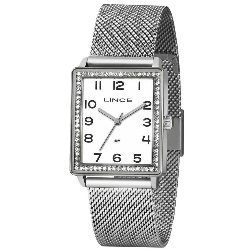 RELÓGIO LINCE FEMININO PRATA QUADRADO CRISTAIS LQM4665L B2SX em Oferta na Shopee