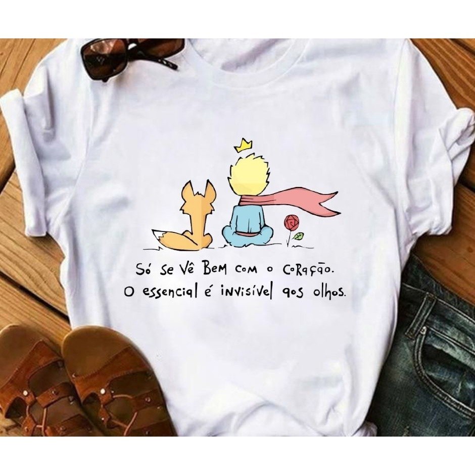 Camiseta Premium 100% Algodão Pequno Príncipe Desenho Livro Moda Envio Rápido Moda Literatura