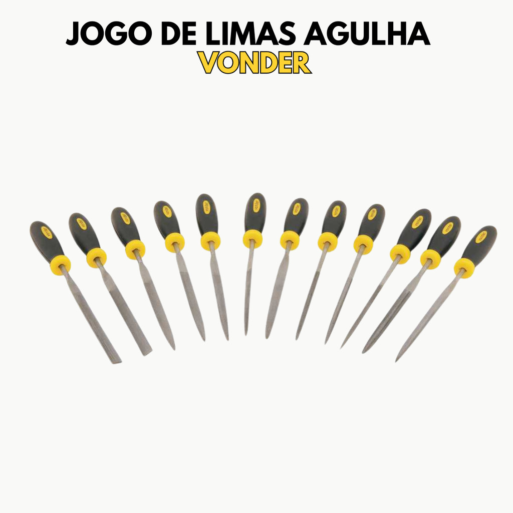 Jogo de Limas Vonder Agulha 12 Peças Com Cabo Corte Fino