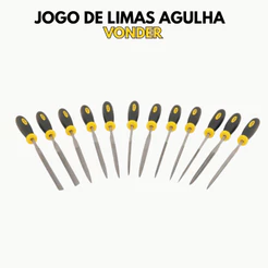 Jogo de Limas Vonder Agulha 12 Peças Com Cabo Corte Fino