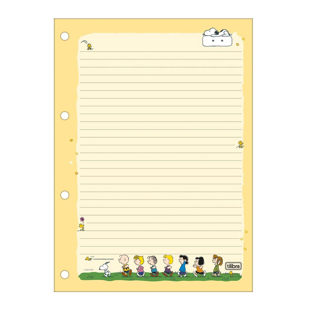 Detalhes do Bloco para fichário universitário Tiliflex Snoopy 4 furos 80 folhas Tilibra