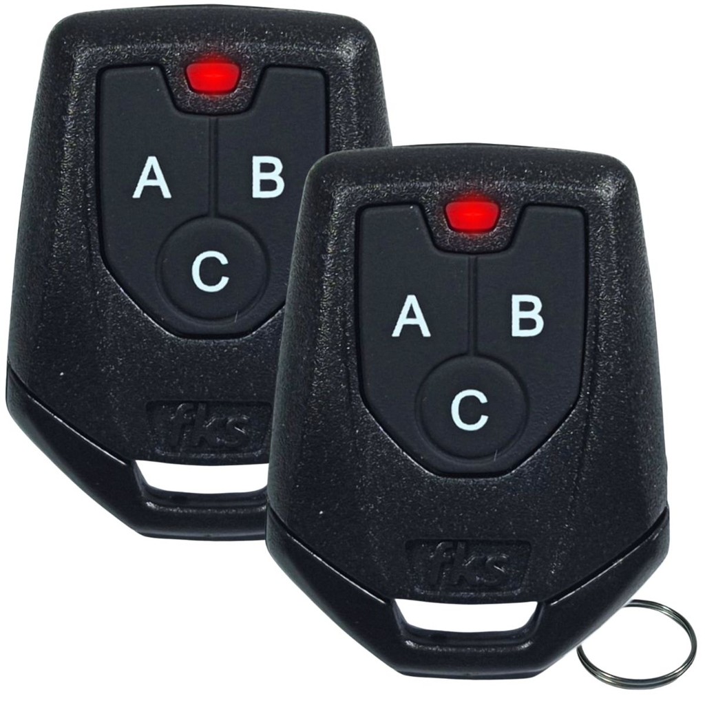 PAR DE CONTROLES FKS 433MHZ DUPLICADOR UNIVERSAL CR940 TRES BOTOES PORTAO GARAGEM RESIDENCIA ACESSO